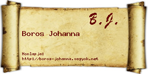 Boros Johanna névjegykártya